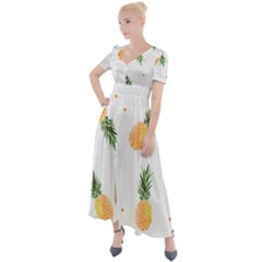 Pineapple Pattern Button Up Short Sleeve Maxi Dress by goljakoff