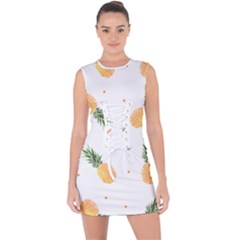 Pineapple Pattern Lace Up Front Bodycon Dress by goljakoff