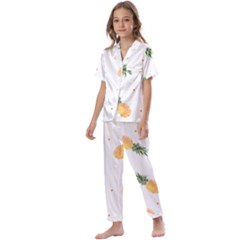 Pineapple Pattern Kids  Satin Short Sleeve Pajamas Set