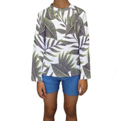 Green Leaves Kids  Long Sleeve Swimwear by goljakoff