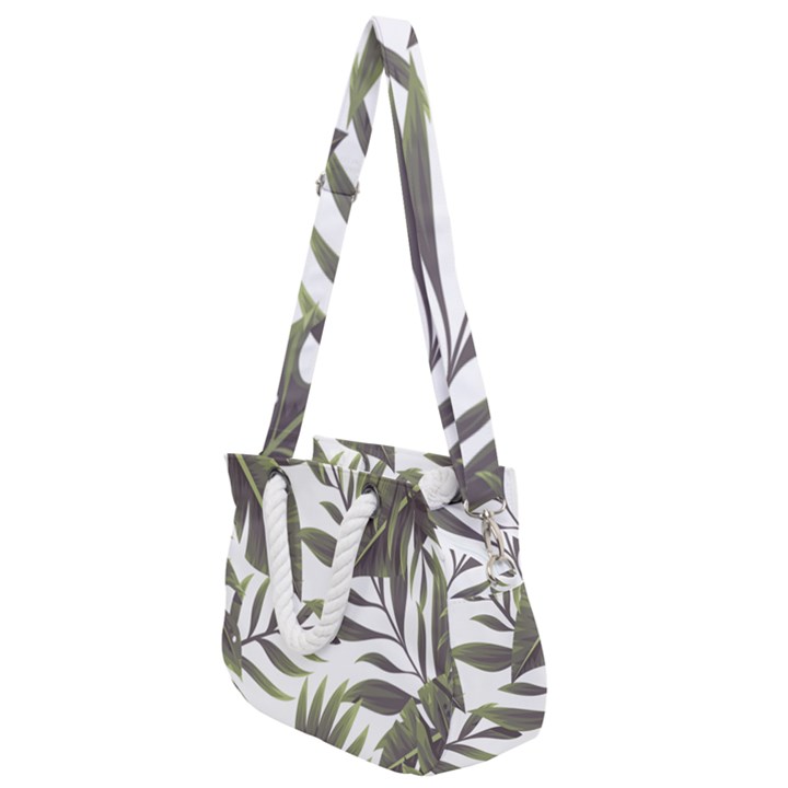 Green leaves Rope Handles Shoulder Strap Bag