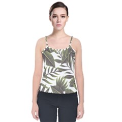 Green Leaves Velvet Spaghetti Strap Top by goljakoff