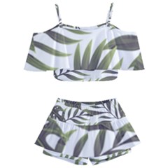 Green Leaves Kids  Off Shoulder Skirt Bikini by goljakoff