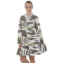 Green Leaves All Frills Chiffon Dress by goljakoff