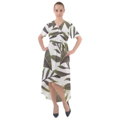 Green Leaves Front Wrap High Low Dress by goljakoff