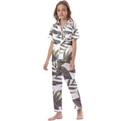 Green Leaves Kids  Satin Short Sleeve Pajamas Set by goljakoff