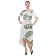 Banana Leaf Front Wrap High Low Dress