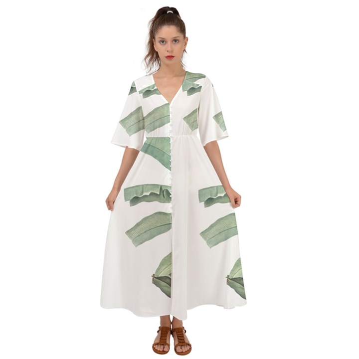 Banana leaf Kimono Sleeve Boho Dress