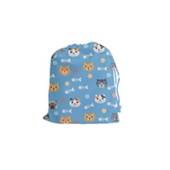 Cute Cat Pattern Drawstring Pouch (small) by ExtraGoodSauce