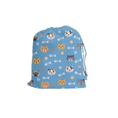 Cute Cat Pattern Drawstring Pouch (medium) by ExtraGoodSauce