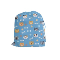 Cute Cat Pattern Drawstring Pouch (large) by ExtraGoodSauce