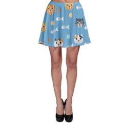 Cute Cat Pattern Skater Skirt by ExtraGoodSauce