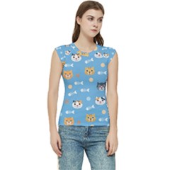 Cute Cat Pattern Women s Raglan Cap Sleeve Tee by ExtraGoodSauce