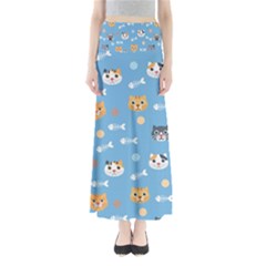 Cute Cat Pattern Full Length Maxi Skirt by ExtraGoodSauce