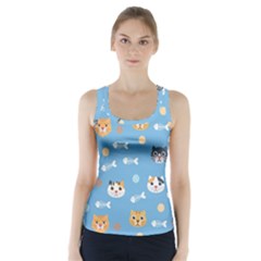 Cute Cat Pattern Racer Back Sports Top by ExtraAwesomeSauce