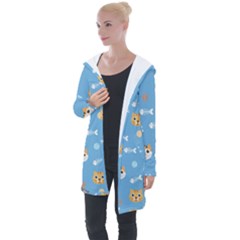 Cute Cat Pattern Longline Hooded Cardigan by ExtraGoodSauce