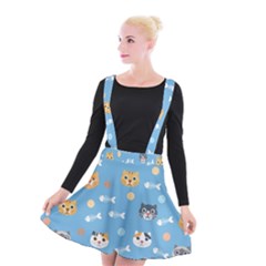 Cute Cat Pattern Suspender Skater Skirt by ExtraGoodSauce