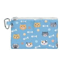 Cute Cat Pattern Canvas Cosmetic Bag (medium) by ExtraGoodSauce