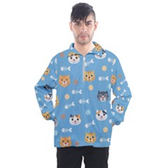 Cute Cat Pattern Men s Half Zip Pullover by ExtraGoodSauce