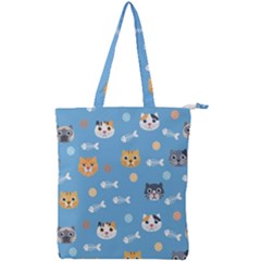 Cute Cat Pattern Double Zip Up Tote Bag by ExtraGoodSauce