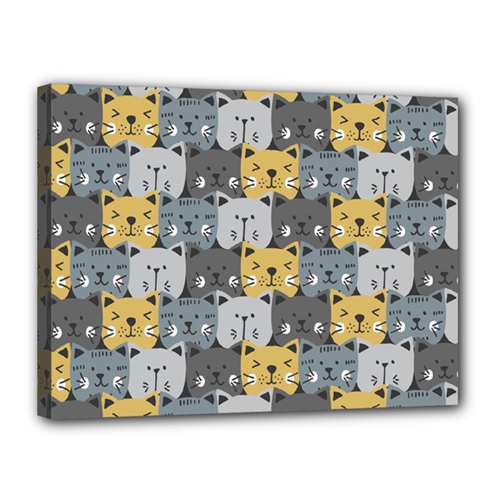 Cute Cat Pattern Canvas 16  x 12  (Stretched)