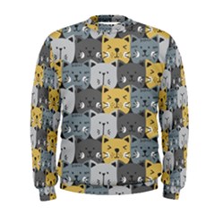 Cute Cat Pattern Men s Sweatshirt by ExtraAwesomeSauce