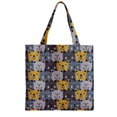 Cute Cat Pattern Zipper Grocery Tote Bag by ExtraGoodSauce