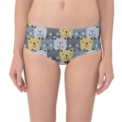 Cute Cat Pattern Mid-waist Bikini Bottoms by ExtraGoodSauce