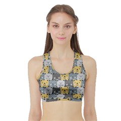 Cute Cat Pattern Sports Bra With Border by ExtraAwesomeSauce