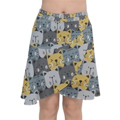 Cute Cat Pattern Chiffon Wrap Front Skirt by ExtraGoodSauce