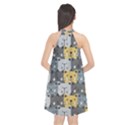 Cute Cat Pattern Halter Neckline Chiffon Dress  View2