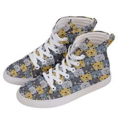 Cute Cat Pattern Men s Hi-top Skate Sneakers by ExtraGoodSauce