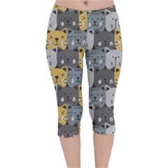 Cute Cat Pattern Velvet Capri Leggings  by ExtraGoodSauce