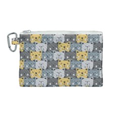 Cute Cat Pattern Canvas Cosmetic Bag (medium) by ExtraGoodSauce