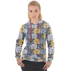 Cute Cat Pattern Women s Overhead Hoodie by ExtraAwesomeSauce