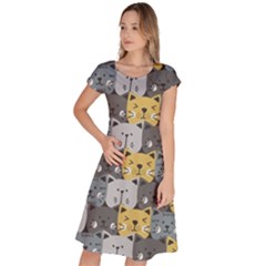 Cute Cat Pattern Classic Short Sleeve Dress by ExtraGoodSauce