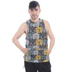 Cute Cat Pattern Men s Sleeveless Hoodie by ExtraGoodSauce