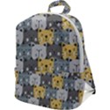 Cute Cat Pattern Zip Up Backpack View1