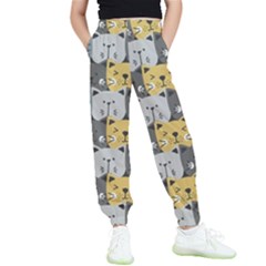 Cute Cat Pattern Kids  Elastic Waist Pants by ExtraGoodSauce