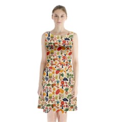 Garden Of Love Sleeveless Waist Tie Chiffon Dress