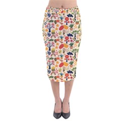 Garden Of Love Velvet Midi Pencil Skirt by designsbymallika