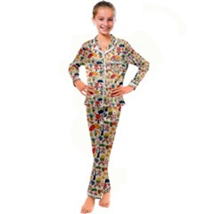 Garden Of Love Kid s Satin Long Sleeve Pajamas Set by designsbymallika