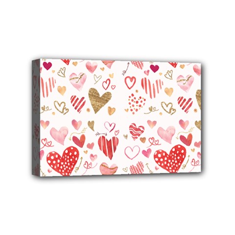 Beautiful Hearts Pattern Cute Cakes Valentine Mini Canvas 6  X 4  (stretched) by designsbymallika