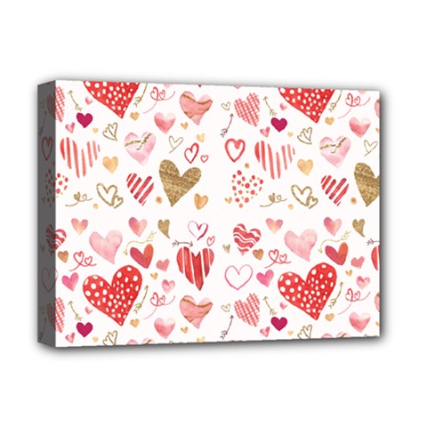 Beautiful Hearts Pattern Cute Cakes Valentine Deluxe Canvas 16  X 12  (stretched)  by designsbymallika