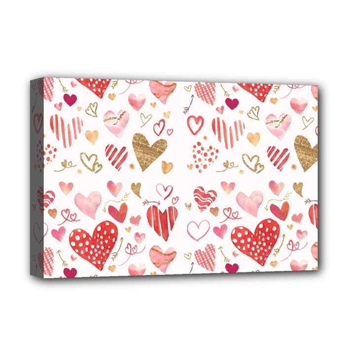 Beautiful Hearts Pattern Cute Cakes Valentine Deluxe Canvas 18  x 12  (Stretched)