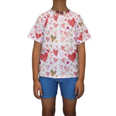 Beautiful Hearts Pattern Cute Cakes Valentine Kids  Short Sleeve Swimwear by designsbymallika