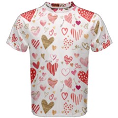 Beautiful Hearts Pattern Cute Cakes Valentine Men s Cotton Tee by designsbymallika