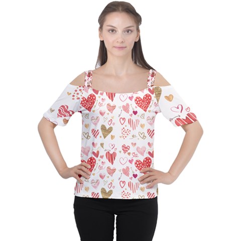 Beautiful Hearts Pattern Cute Cakes Valentine Cutout Shoulder Tee by designsbymallika