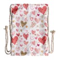 Beautiful Hearts Pattern Cute Cakes Valentine Drawstring Bag (Large) View1