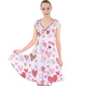 Beautiful Hearts Pattern Cute Cakes Valentine Cap Sleeve Front Wrap Midi Dress View1